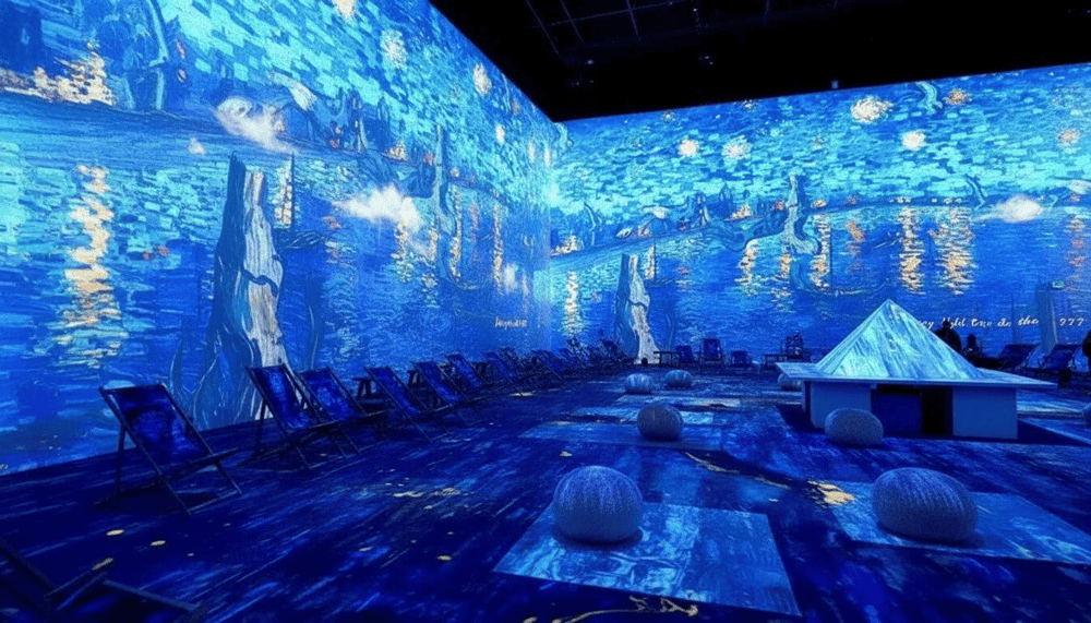 The exhibition blends art and technology, offering a fully immersive experience